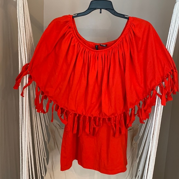 new directions Tops - 2/$15 New Direction- Medium- Red tank with tassel overlay